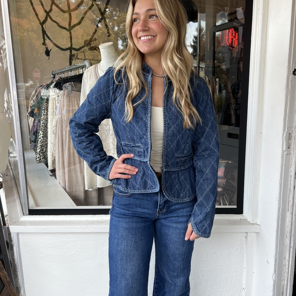 Fate Denim quilted zip up jacket